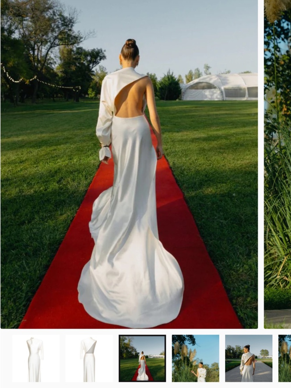 MATTERS STORE NEVER WORN White Backless Satin Gown